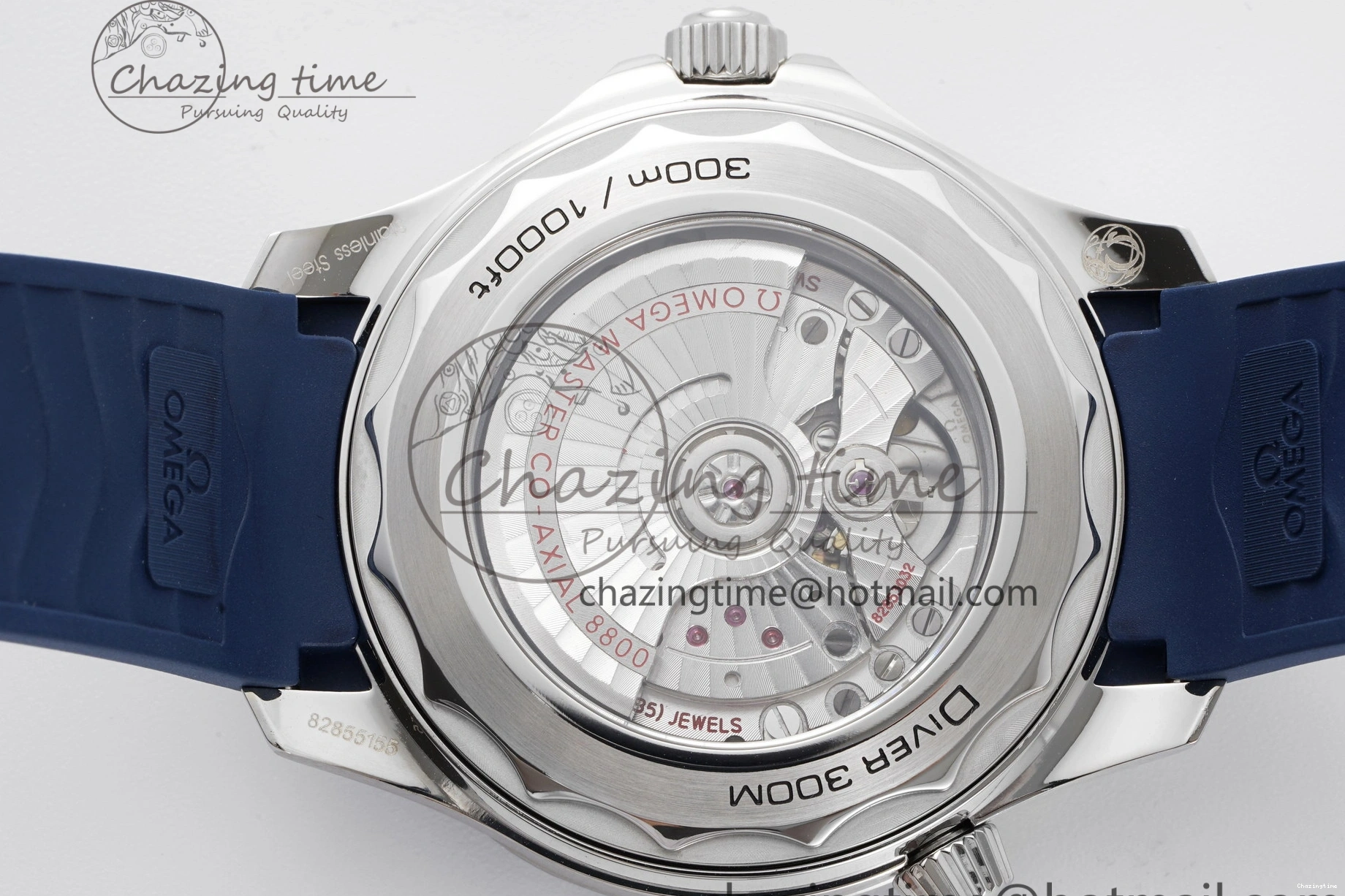 0417 Fashionable Seamaster Diver 300M ZF 1:1 Best Edition Blue Ceramic Blue Dial on Blue Rubber Strap A 7822